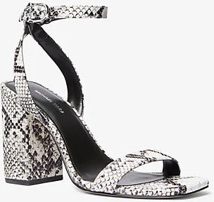 Merriam Snake Embossed Leather Block Heel Sandal