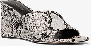 Merriam Snake Embossed Leather Wedge Sandal