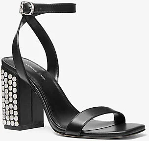 Merriam Studded Leather Block Heel Sandal