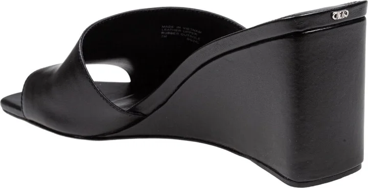 Merriam Wedge Leather Clogs In Black Color - Image 3