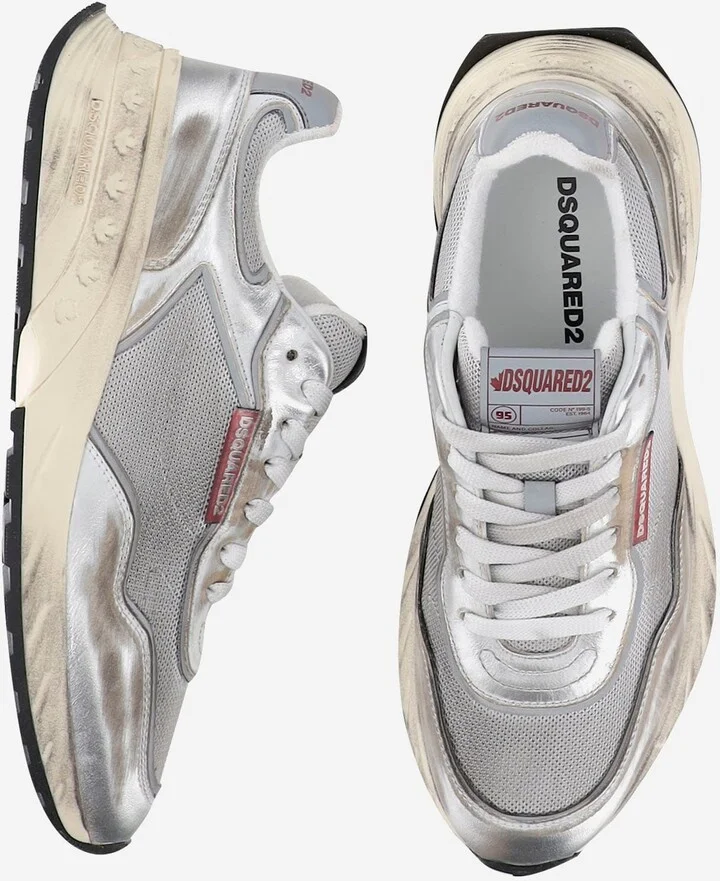 Mesh And Leather Sneakers With Logo - Image 2