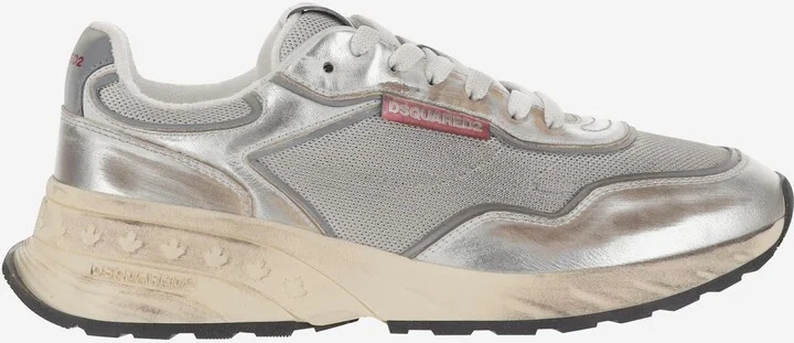 Mesh And Leather Sneakers With Logo