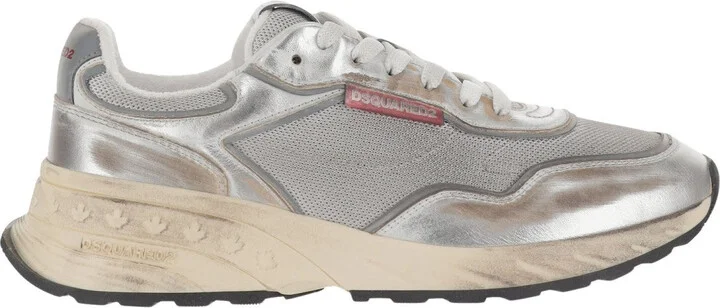 Mesh And Leather Sneakers With Logo