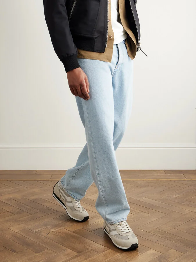 Mesh and Leather-Trimmed Suede Sneakers - Image 2