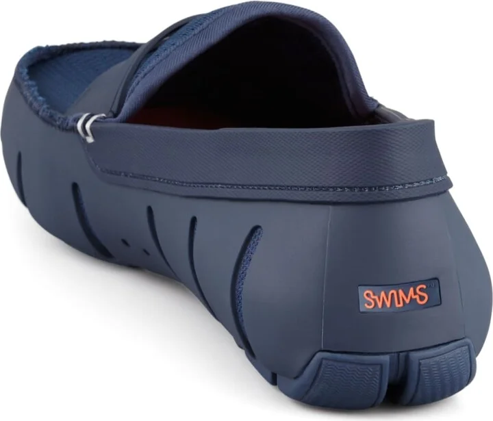 Mesh and Rubber Penny Loafer, Navy - Image 5