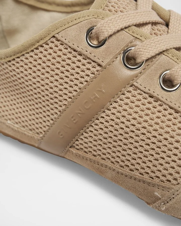 Mesh And Suede Slim Low-Top Sneakers - Image 3