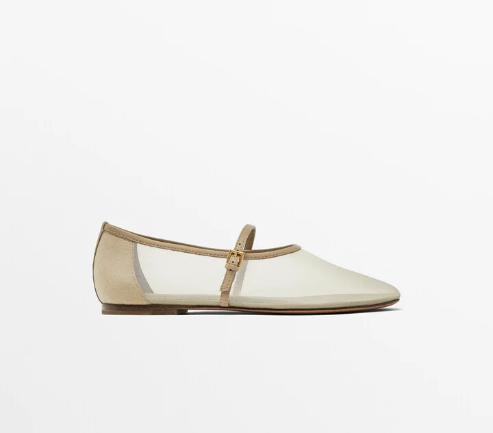 Mesh Ballet Flats With Strap Across The Instep - Image 2
