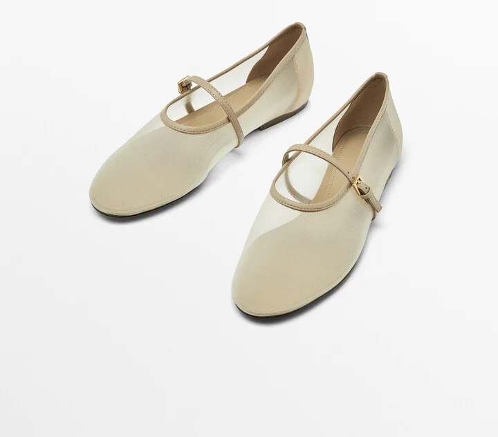 Mesh Ballet Flats With Strap Across The Instep - Image 3