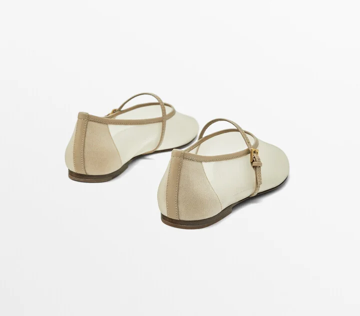 Mesh Ballet Flats With Strap Across The Instep - Image 4