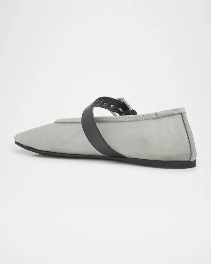 Mesh Buckle Mary-Jane Ballerina Flats - Image 4