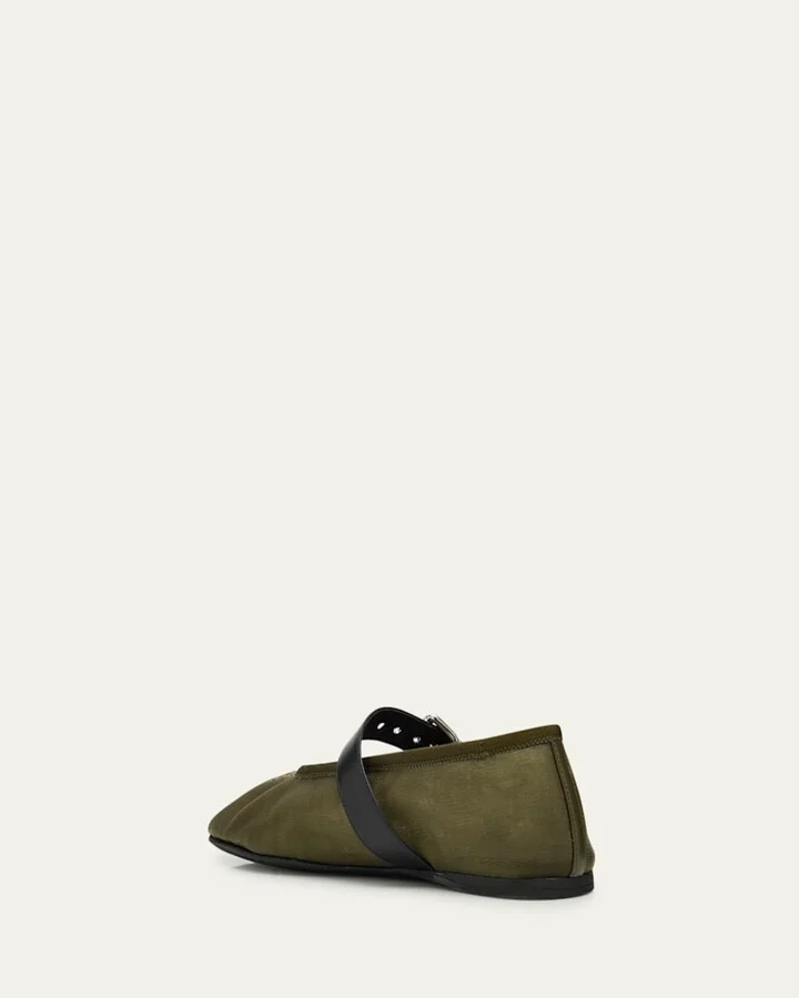 Mesh Buckle Mary-Jane Ballerina Flats - Image 6