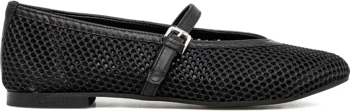 Mesh Buckled Ballet Flats
