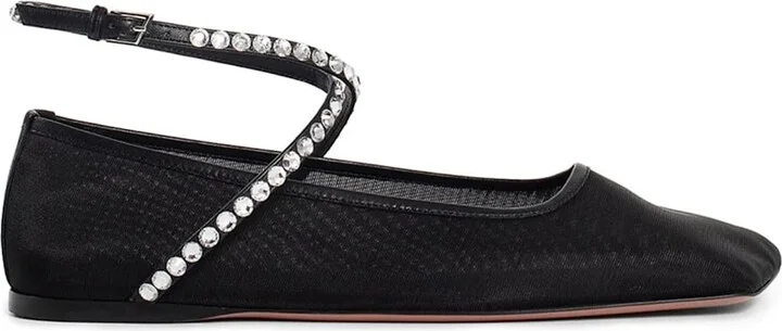 Mesh Crystal Ballerina Flats