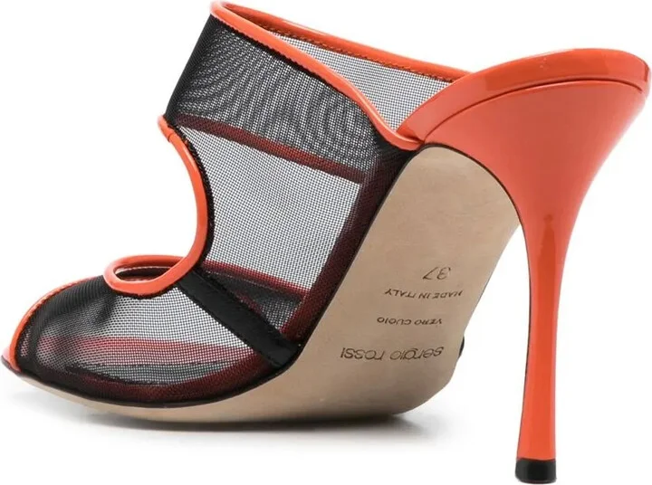 Mesh Detail Open-Toe Pumps - Image 3