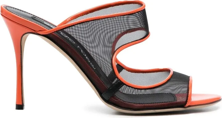 Mesh Detail Open-Toe Pumps