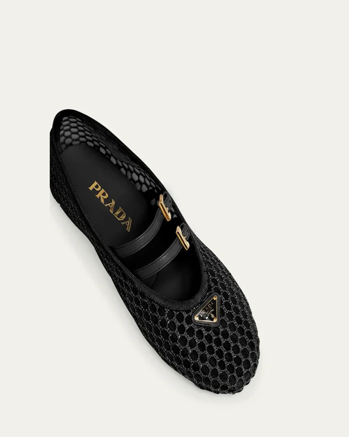 Mesh Double Buckle Ballet Flats - Image 2