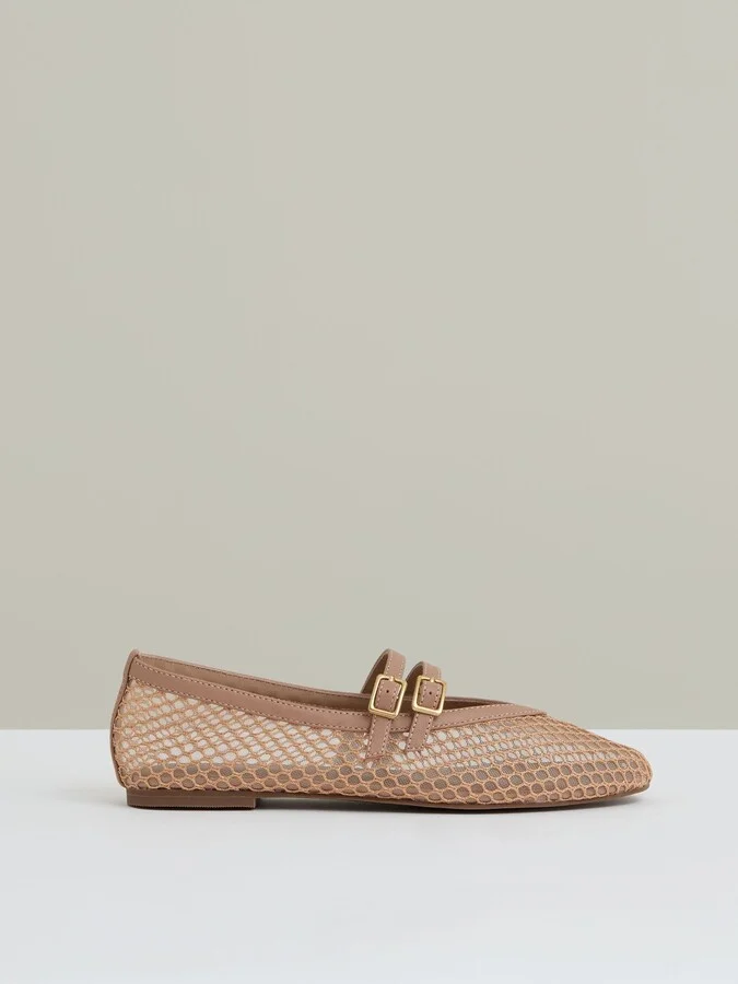 Mesh Double-strap Ballet Flats