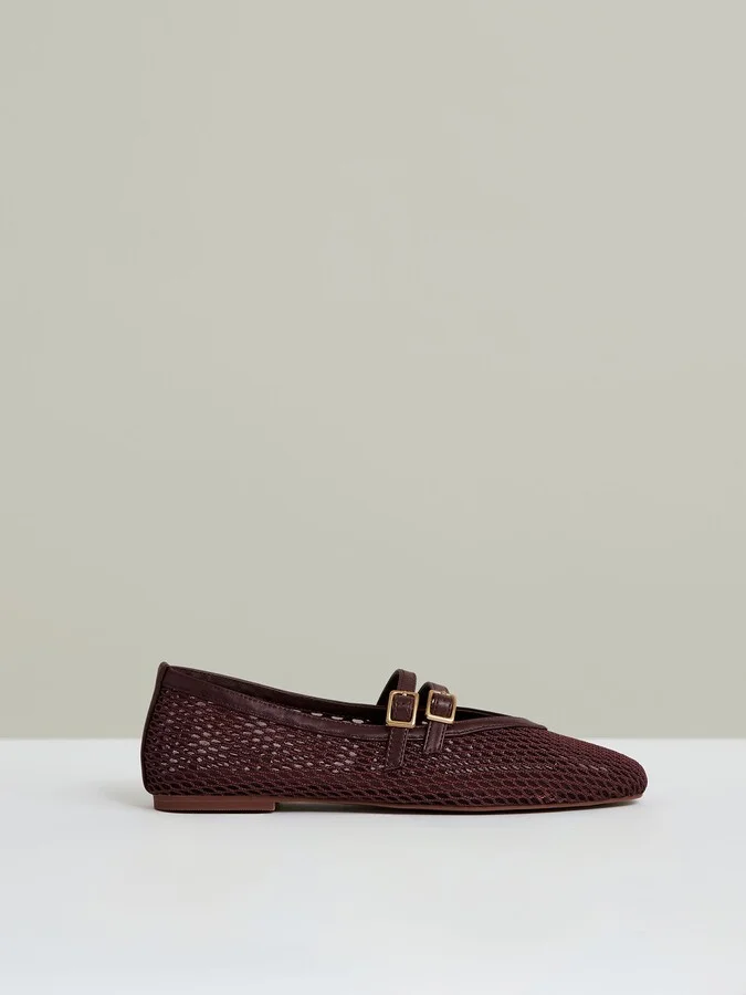 Mesh Double-strap Ballet Flats