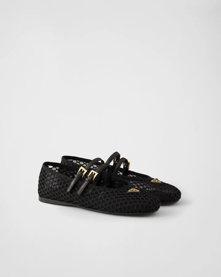 Mesh fabric ballerinas