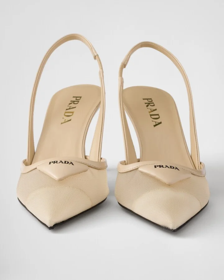Mesh fabric slingback pumps - Image 5