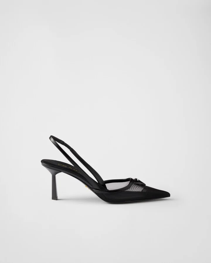 Mesh fabric slingback pumps - Image 2
