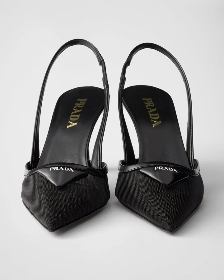 Mesh fabric slingback pumps - Image 5