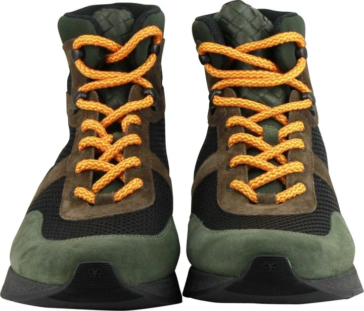 Mesh High Top Green / Brown / Black Suede Leather Sneaker 417024 3364 - Image 4