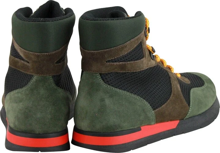 Mesh High Top Green / Brown / Black Suede Leather Sneaker 417024 3364 - Image 6