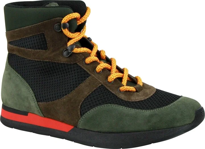 Mesh High Top Green / Brown / Black Suede Leather Sneaker 417024 3364 - Image 8