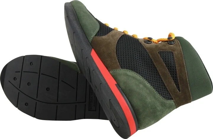 Mesh High Top Green / Brown / Black Suede Leather Sneaker 417024 3364 - Image 11