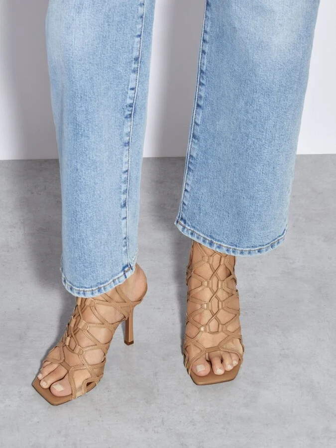 Mesh Leather Strappy Heels - Image 2