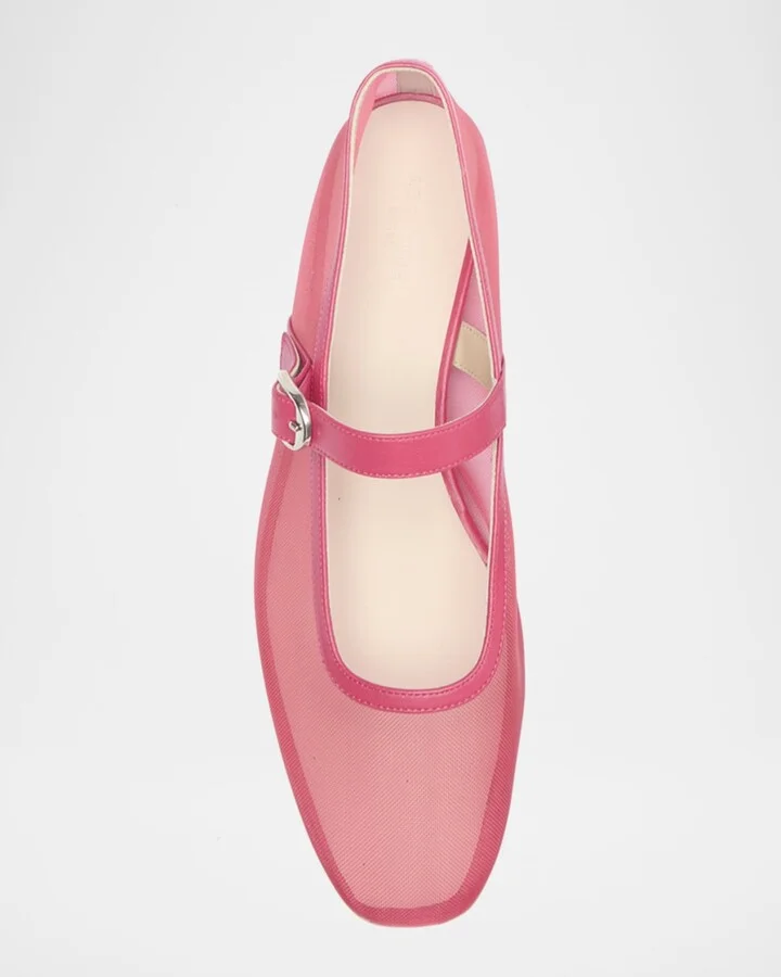 Mesh Mary Jane Ballerina Flats - Image 4
