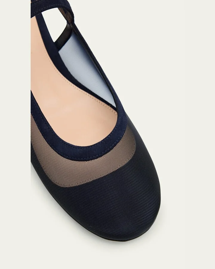 Mesh Mary Jane Ballerina Flats - Image 4