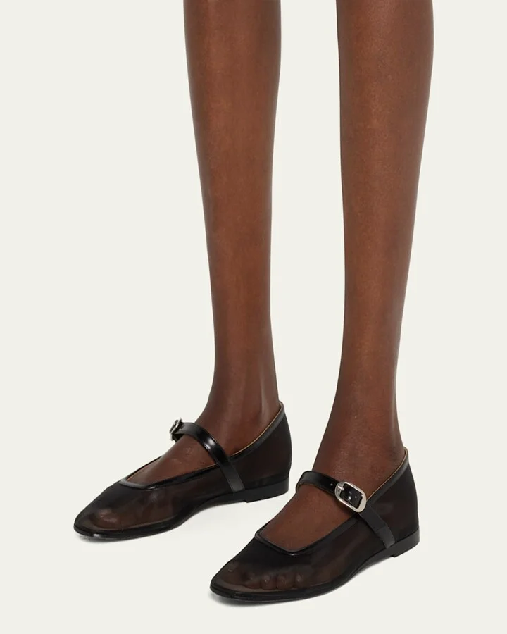 Mesh Mary Jane Ballerina Flats - Image 4