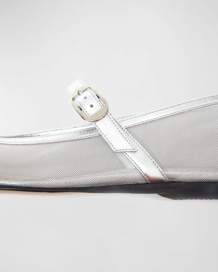 Mesh Mary Jane Ballerina Flats - Image 5