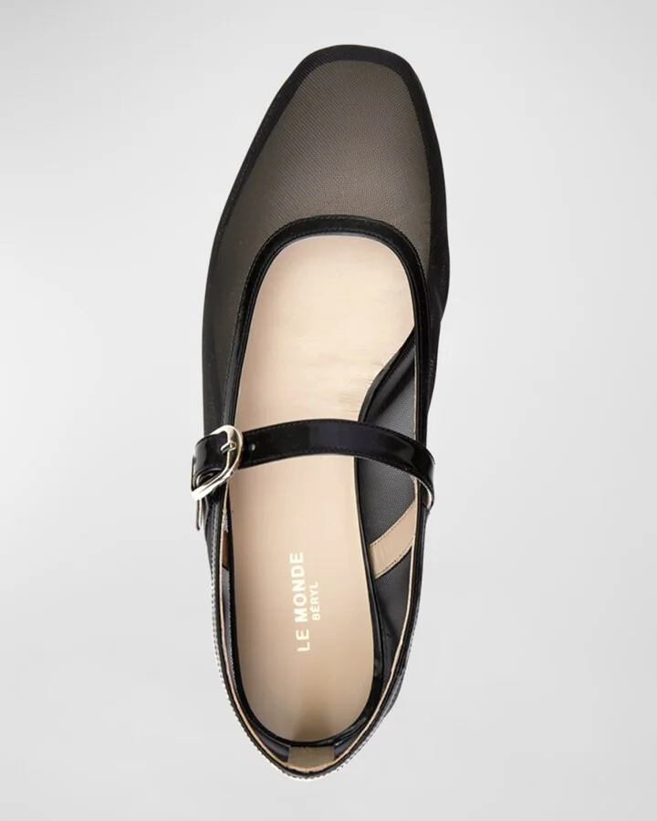 Mesh Mary Jane Ballerina Flats - Image 2