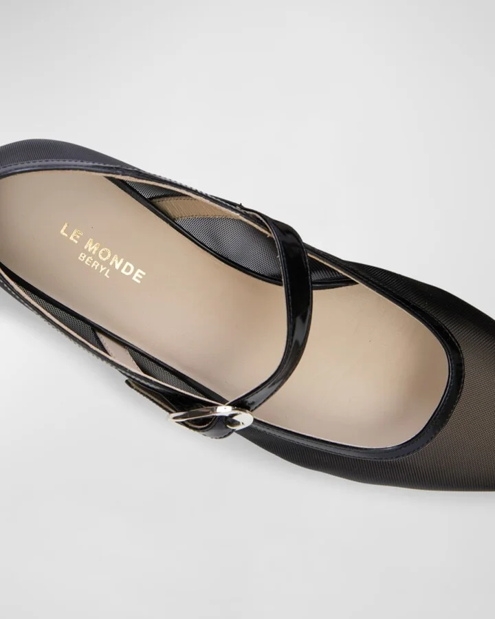 Mesh Mary Jane Ballerina Flats - Image 3