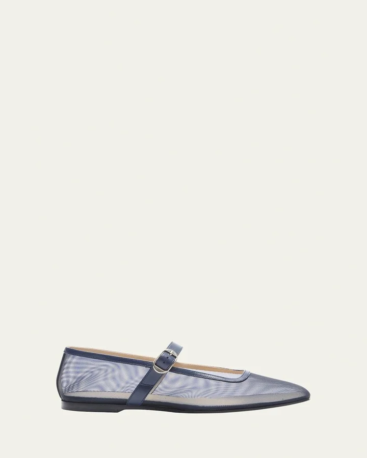 Mesh Mary Jane Ballerina Flats