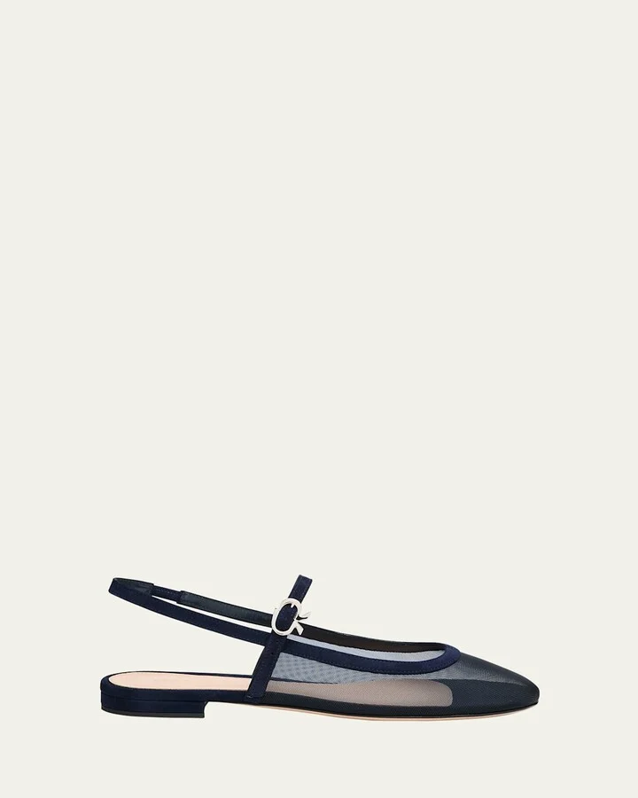 Mesh Mary Jane Ballerina Flats