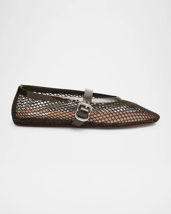 Mesh Mary Jane Ballerina Flats
