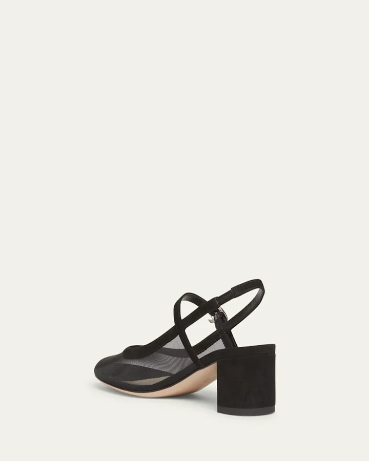 Mesh Mary Jane Ballerina Pumps - Image 2