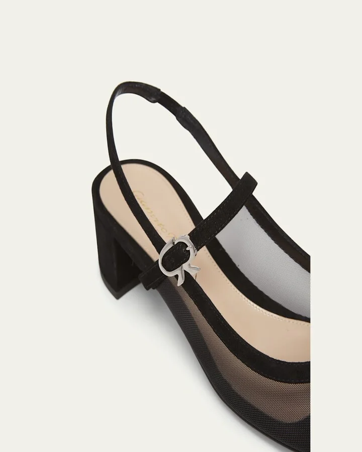 Mesh Mary Jane Ballerina Pumps - Image 3