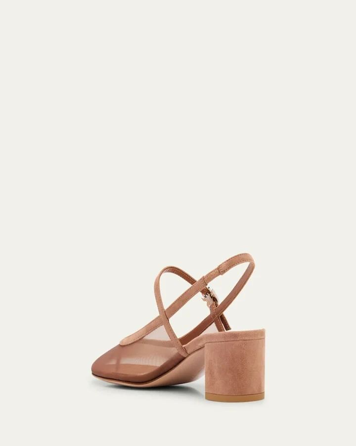 Mesh Mary Jane Ballerina Pumps - Image 5