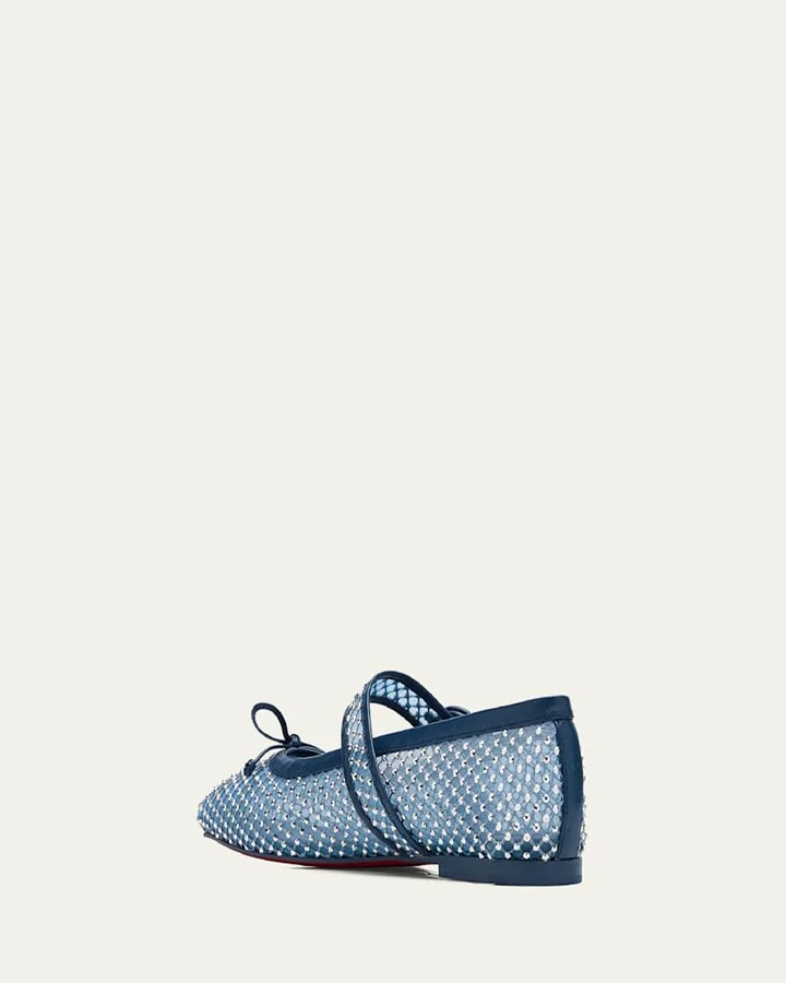 Mesh Net Mary Jane Red Sole Ballerina Flats - Image 2
