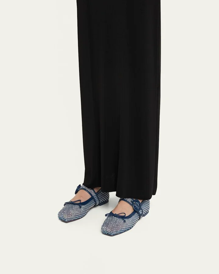 Mesh Net Mary Jane Red Sole Ballerina Flats - Image 3