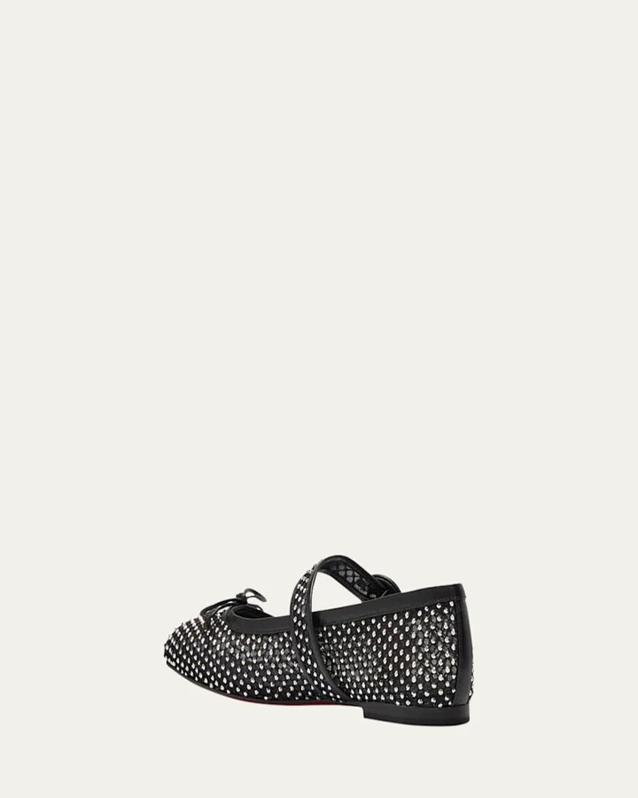 Mesh Net Mary Jane Red Sole Ballerina Flats - Image 6