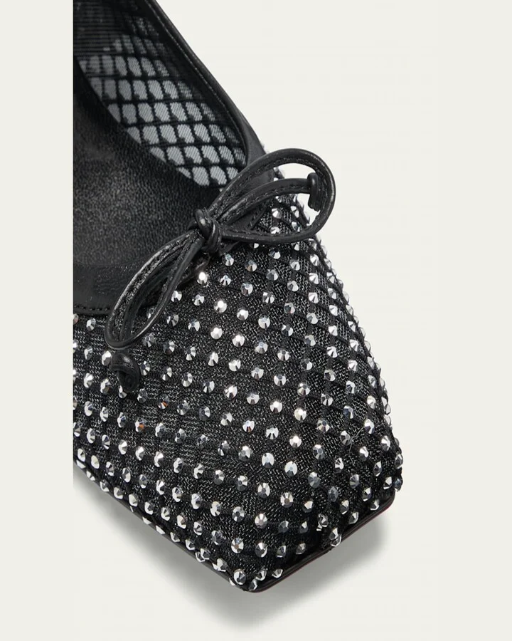 Mesh Net Mary Jane Red Sole Ballerina Flats - Image 9