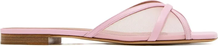 Mesh Panel Cross-Strap Sandals