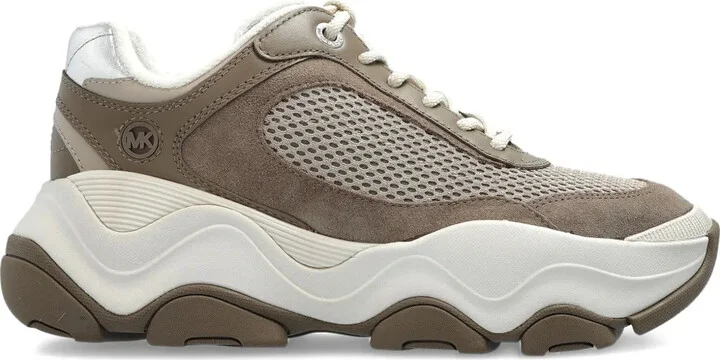 Mesh-Panel Leather Sneakers