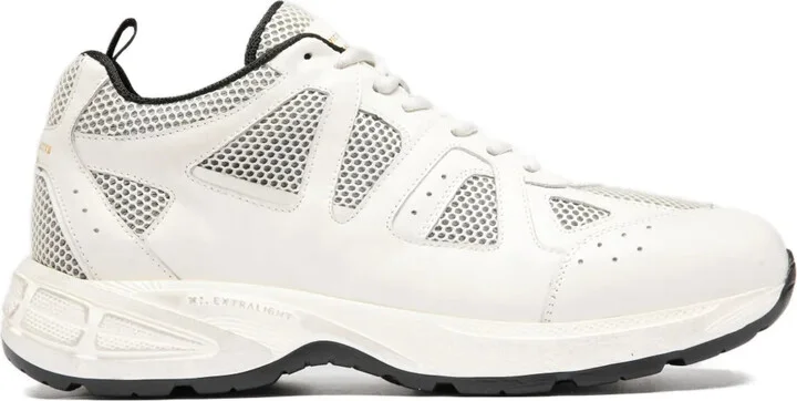 Mesh-Panel Leather Sneakers